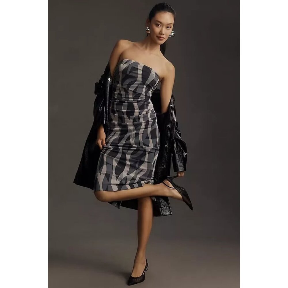 Strapless Mesh Midi Dress